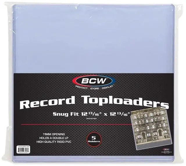 Main image of BCW Vinyl Record Album Topload Holder - 5 Pack | Snug Fit, Protective Storage Case for Vinyl Records | 11MM Slot Depth | Record Storage Accessories | Rigid Plastic Vinyl Record Holders, Clear