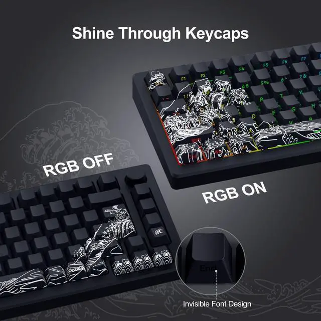 Alt view image 3 of 5 - XVX Shine Through Keycaps - PBT Dye Sub Keycap Set + Large Mouse Pad
