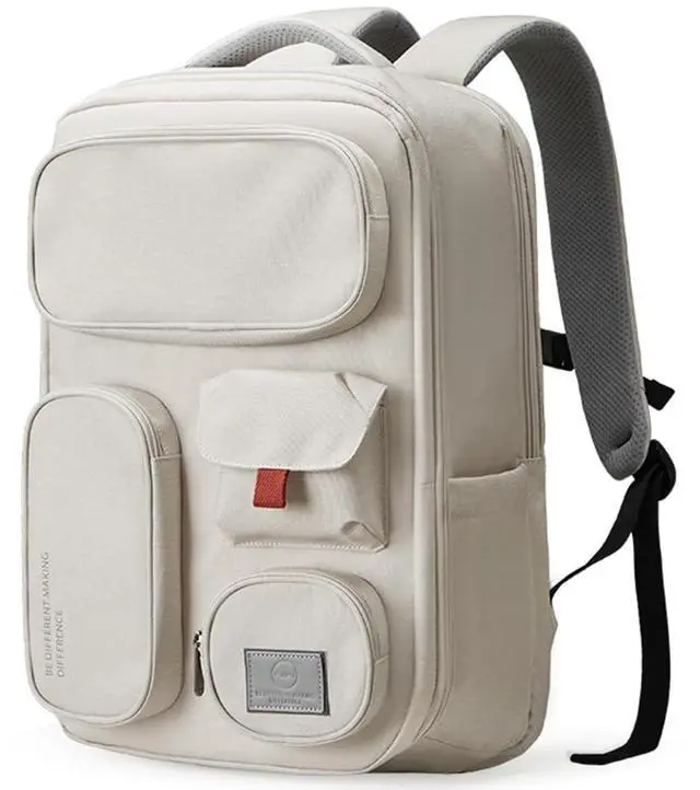 Main image of mixi Travel Backpack for Women & Men 15.6'' Laptop Carry On Weekender Bag Outdoor Hiking with Multifunction Pockets 180° Open Water Resistant 18 Inch 22L, Moonlight White