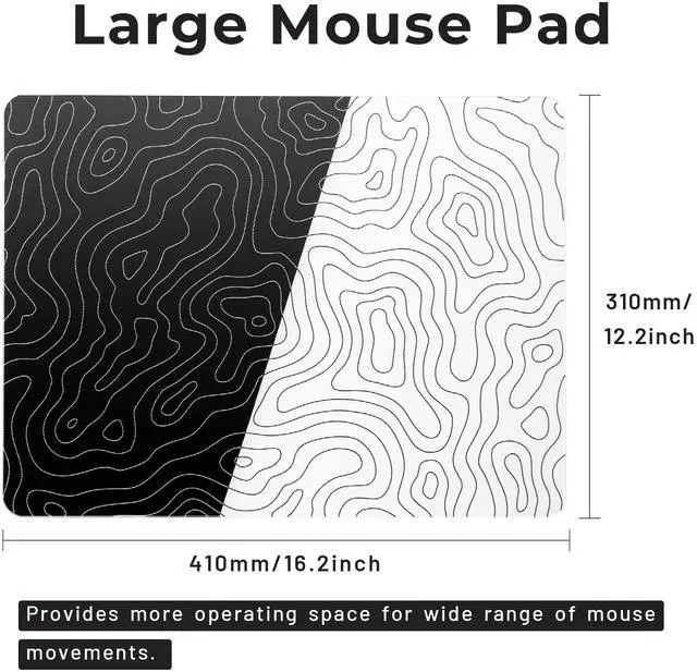 Alt view image 2 of 5 - XVX Glass Mousepad for Gaming, Topographic Hard Gaming Mouse pad, Professional Large Mouse Mat 410mm*310mm, Special Glass Surface with Improved Precision and Speed