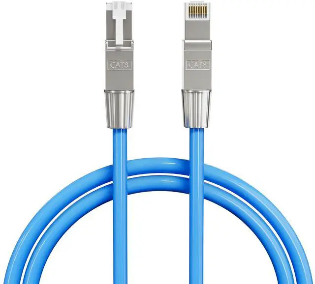 Main image of SYSTON Cat8 Ethernet Cable Patch 100ft Blue, 2000MHz 2GHz 40GB Solid Bare Copper S/FTP Braided Shielded, 22/4 22 AWG 4 Pair CMR CL2R FT4, Network LAN Cable for Indoor/Outdoor PoE Internet PC Laptop