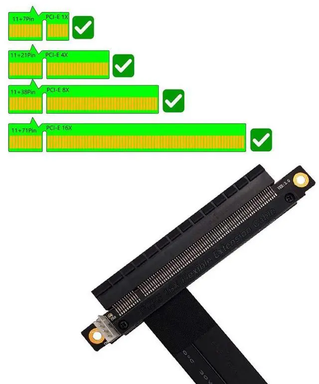 Alt view image 4 of 5 - HLT M.2 NGFF NVMe Key M to PCIe 3.0 X16 Extension Cable (180° PCI-E Slot)