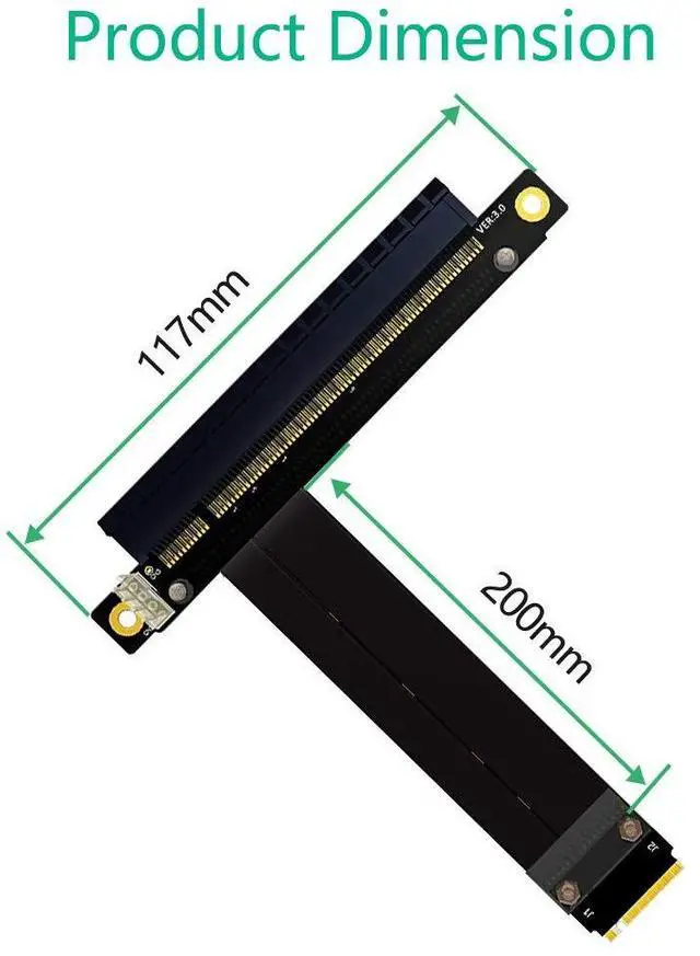 Alt view image 5 of 5 - HLT M.2 NGFF NVMe Key M to PCIe 3.0 X16 Extension Cable (180° PCI-E Slot)