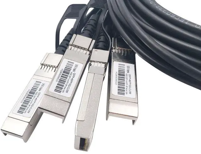 Alt view image 2 of 5 - Wiitek 3 Meters QSFP+ to 4 SFP+ DAC Breakout Cable, QSFP-4SFP10G-CU3M, 40G QSFP+ Direct Attach Copper Cable, 30AWG Black, for Cisco, Ubiquiti, D-Link, Juniper, Huawei, Mellanox, Mikrotik, Extreme