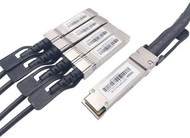 Alt view image 5 of 5 - Wiitek 3 Meters QSFP+ to 4 SFP+ DAC Breakout Cable, QSFP-4SFP10G-CU3M, 40G QSFP+ Direct Attach Copper Cable, 30AWG Black, for Cisco, Ubiquiti, D-Link, Juniper, Huawei, Mellanox, Mikrotik, Extreme