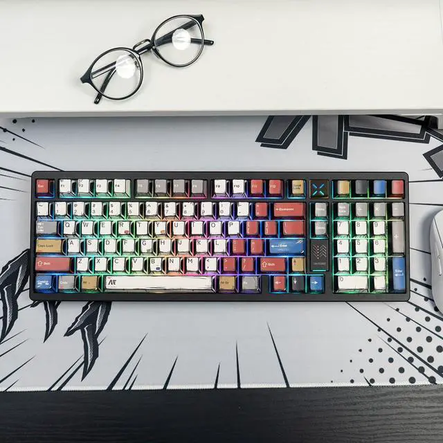 Alt view image 2 of 5 - SUEHIODHY Japanese Manga Keycaps, PBT Side Printed Keycaps, Retro Custom Cherry Profile Keycap Set, 128 Keys Cool Anime Key Caps for 60%, 65%, 75%, 100% Cherry MX Switches Mechanical Keyboard