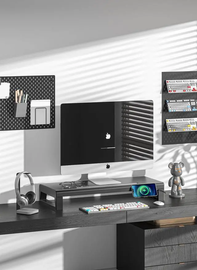 Alt view image 2 of 5 - Computer monitor stand Laptop Desk Shelf & Monitor Riser 21.6 inches long desk riser Monitors/PC/Laptop/Computer Space Saver Organizer Heavy Duty Gift Gaming Studio Office(Basic Version, 550mm)