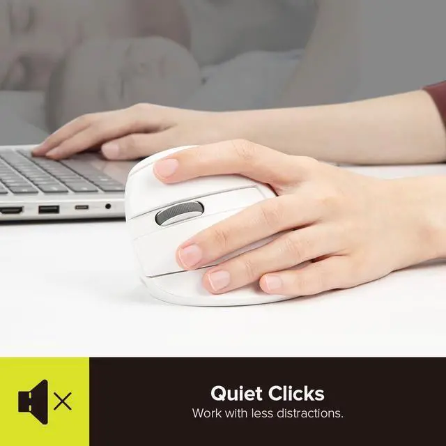 Alt view image 4 of 5 - DeLUX Left Handed Ergonomic Vertical Mouse, Reduce Hands Strain Rechargeable Silent BT Wireless Ergo Mouse with USB Receiver, 6 Buttons and 4000 DPI for Carpal Tunnel (M618ZD-White)