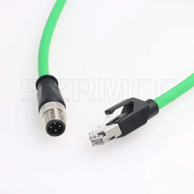 Alt view image 3 of 4 - SZRMCC M12 Ethernet Cable D-Code 4 Pin Male to RJ45 Connector High Flex Cat5e Shielded Waterproof Network Cable for Industrial Camera Sensor (20m,Green)