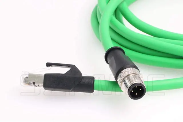 Alt view image 4 of 4 - SZRMCC M12 Ethernet Cable D-Code 4 Pin Male to RJ45 Connector High Flex Cat5e Shielded Waterproof Network Cable for Industrial Camera Sensor (20m,Green)
