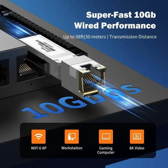 Alt view image 5 of 5 - Real HD 8 Port 2.5G Ethernet Network Switch Unmanaged with 1 x 10G SFP+ | 60G Bandwidth | Plug & Play | Fanless Metal Internet Multi-gigabit Switch | Include 10Gb SFP to RJ45 Module 98Ft (30m)