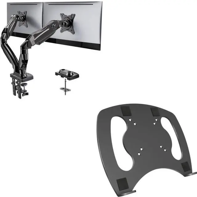 Main image of HUANUO Dual Monitor Stand&Laptop Tray Steel Notebook Holder for Monitor VESA Mount Stand