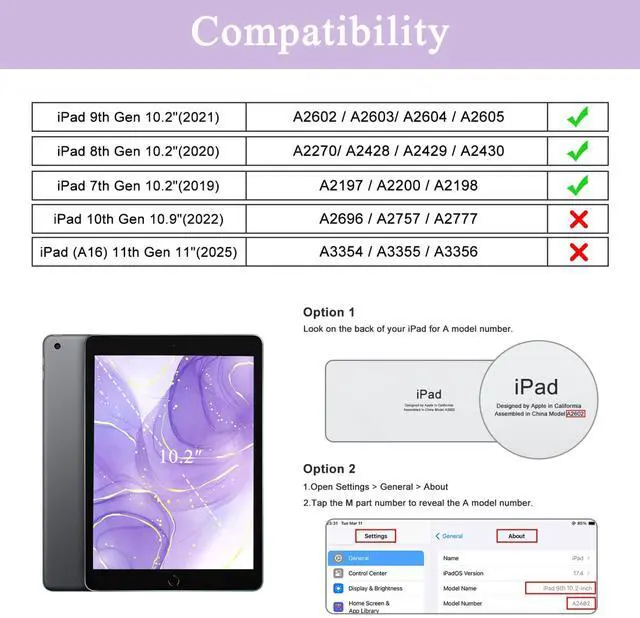 Alt view image 2 of 5 - Soke for iPad 9th/8th/7th Generation Case with Keyboard 10.2 Inch-7 Color Backlitght Magnetic Wireless Detachable Folio Keyboard Cover with Pencil Holder for Apple iPad Gen 9/8/7, Violet Marble