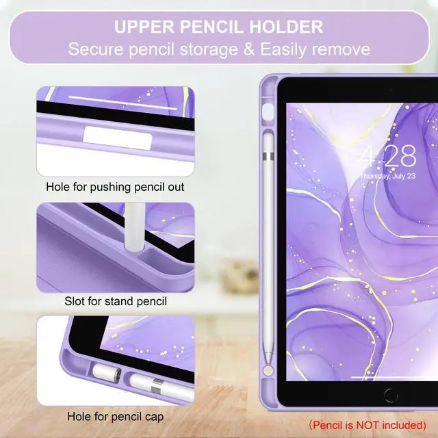 Alt view image 3 of 5 - Soke for iPad 9th/8th/7th Generation Case with Keyboard 10.2 Inch-7 Color Backlitght Magnetic Wireless Detachable Folio Keyboard Cover with Pencil Holder for Apple iPad Gen 9/8/7, Violet Marble