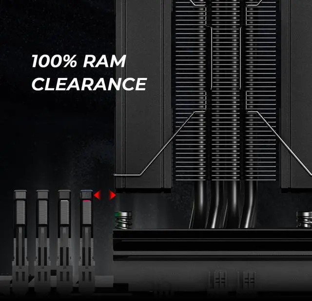 Alt view image 3 of 5 - ID-COOLING FROZN A410 DK CPU Cooler, All-Black Layout Single Tower with 2x120mm FDB Fans in a Push-Pull Configuration, Noninterference with RAM, Compatible with Intel and AMD Latest Sockets