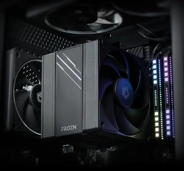 Alt view image 5 of 5 - ID-COOLING FROZN A410 DK CPU Cooler, All-Black Layout Single Tower with 2x120mm FDB Fans in a Push-Pull Configuration, Noninterference with RAM, Compatible with Intel and AMD Latest Sockets