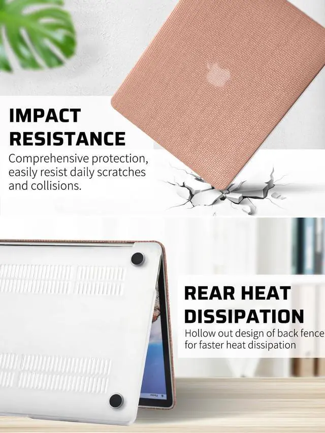 Alt view image 5 of 5 - Seorsok Compatible with MacBook Air 13 Inch Case2022 2021 2020 2019 2018 Release A1932 A2179 M1 A2337 Touch ID,Elegant Leather Plastic Hard Shell Case with Transparent Keyboard Cover,Reddish