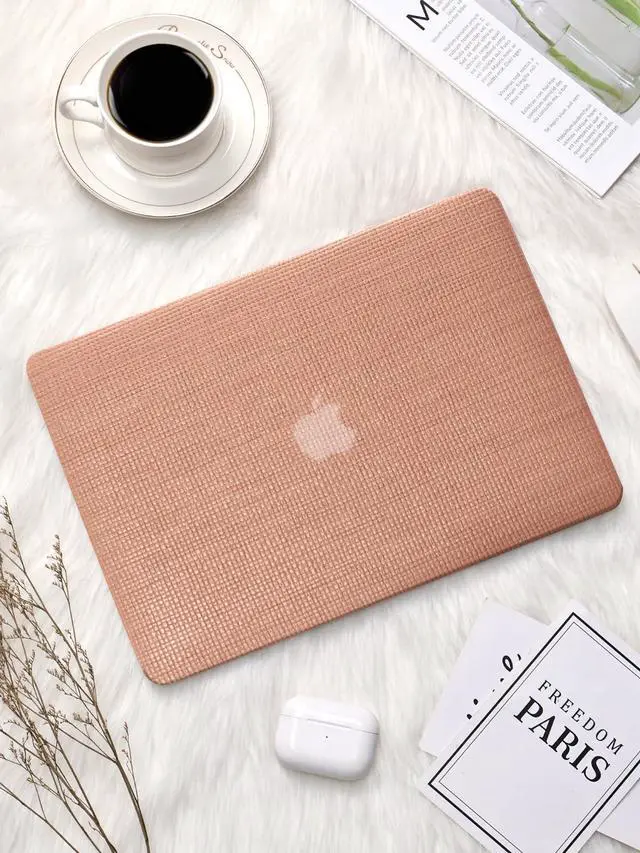Alt view image 4 of 5 - Seorsok Compatible with MacBook Air 13 Inch Case2022 2021 2020 2019 2018 Release A1932 A2179 M1 A2337 Touch ID,Elegant Leather Plastic Hard Shell Case with Transparent Keyboard Cover,Reddish
