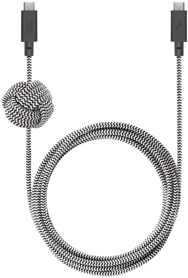 Main image of Native Union Anchor Cable 240W  10ft Reinforced Braided USB-C to USB-C Power Delivery 3.1 Charging Cable with Weighted Knot  for iPhone 16, 16 Pro Max, MacBook Pro 14"/16" M2, Air 15" M2 (Zebra)