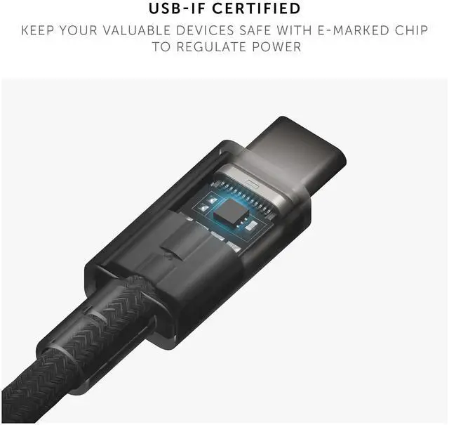 Alt view image 5 of 5 - Native Union Anchor Cable 240W  10ft Reinforced Braided USB-C to USB-C Power Delivery 3.1 Charging Cable with Weighted Knot  for iPhone 16, 16 Pro Max, MacBook Pro 14"/16" M2, Air 15" M2 (Zebra)