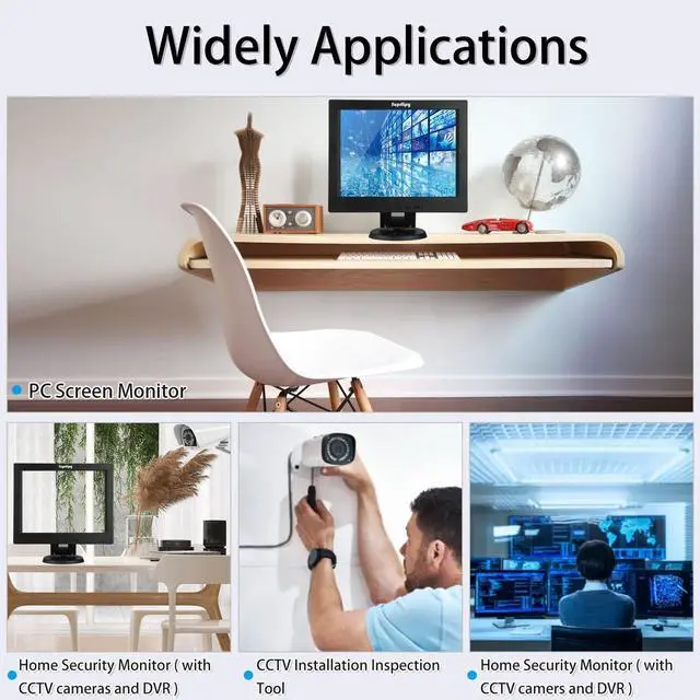 Alt view image 2 of 5 - Suprlipy 12 Inch TFT LCD Security CCTV Monitor 800x600 4:3 Resolution Color Display Screen Support HDMI/VGA/AV/BNC/MIC USB Ports with Remote Control Built-in LounSpeakers for Surveillance Camera