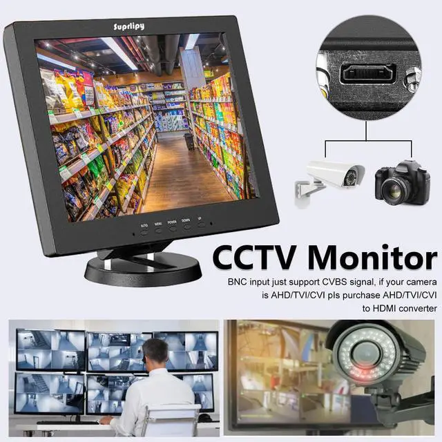 Alt view image 4 of 5 - Suprlipy 12 Inch TFT LCD Security CCTV Monitor 800x600 4:3 Resolution Color Display Screen Support HDMI/VGA/AV/BNC/MIC USB Ports with Remote Control Built-in LounSpeakers for Surveillance Camera