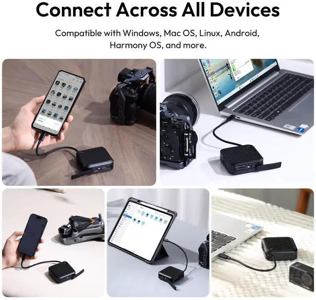 Alt view image 5 of 5 - ULANZI CRC10 3-in-1 SD Card Reader Case & Holder, 13-Slot Storage for CFA/SD/TF Cards, USB 3.2 Gen2 10Gbps High-Speed Transfer, Aluminum Alloy Body, Type-C Compatible with Windows/Mac/iOS/Android