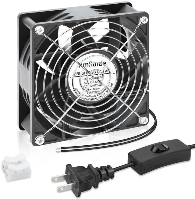 Main image of AmRunJe EC Muffin Axial Fan with Plug 120mm x 38 mm High Airflow AC Cooling Fan 110V 115V 120V 220V 240V Dual Ball Bearing for Window Xbox Aquarium Cabinet Soldering Cooling Exhaust*
