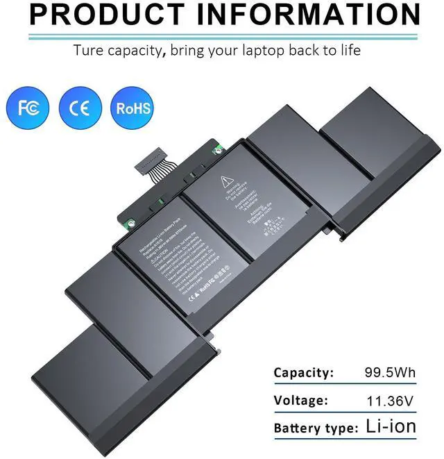 Alt view image 3 of 5 - BNDeluxe A1618 A1398 Battery Fit for Apple MacBook Pro 15" Retina Mid 2015 Laptop Battery Replacement, P/N:020-00000000 79 02 000079 1ICP9/47/95-ICP8/56/66-2 11.36V 99.5WH