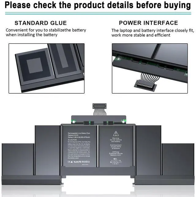 Alt view image 4 of 5 - BNDeluxe A1618 A1398 Battery Fit for Apple MacBook Pro 15" Retina Mid 2015 Laptop Battery Replacement, P/N:020-00000000 79 02 000079 1ICP9/47/95-ICP8/56/66-2 11.36V 99.5WH