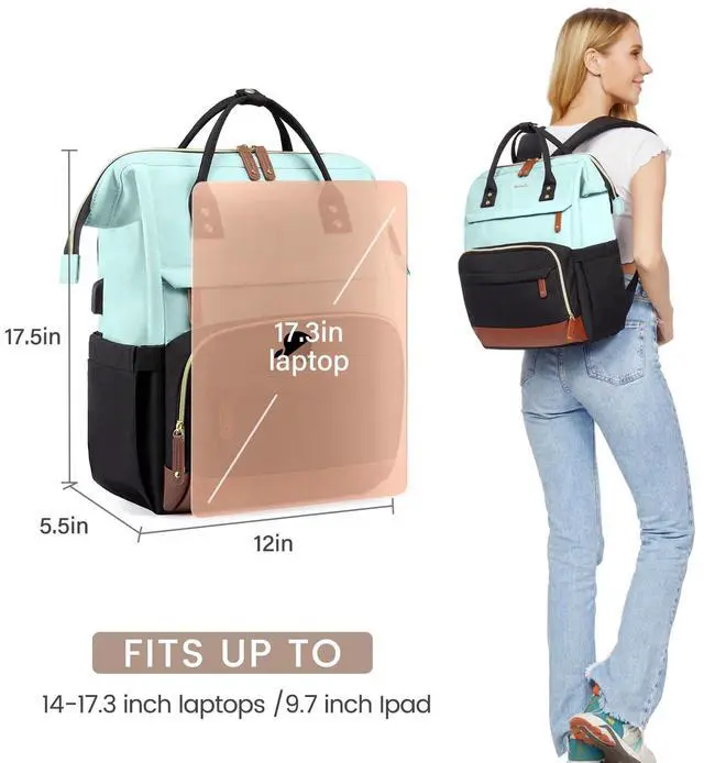 Alt view image 5 of 5 - LOVEVOOK Laptop Backpack for Women, 17 Inch Work Business Backpacks Purse With Large Capacity, Waterproof Nurse Bag College Bookbag for School, Waterproof Casual Daypack for Travel