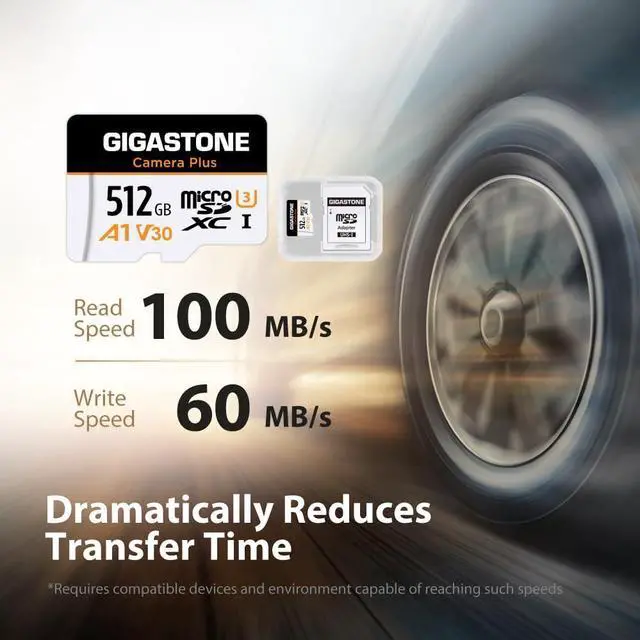 Alt view image 2 of 5 - GIGASTONE 512GB Micro SD Card, Camera Plus, GoPro, Action Camera, A1 Run App for Smartphone, 100MB/s, 4K Video Recording, Micro SDXC UHS-I A1 U3 Class 10