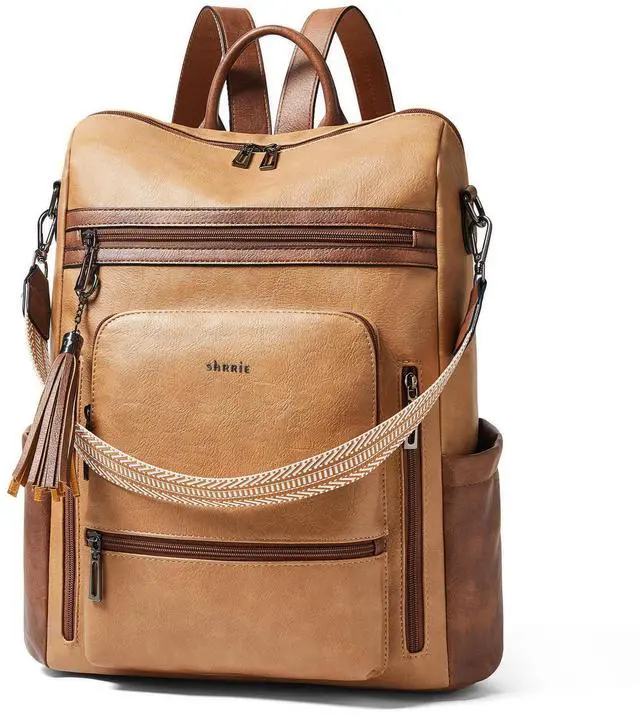 Main image of Shrrie Vegan Leather Laptop Backpack for Women 15.6 inch Work Backpack Fashion Travel Backpack Purse for Business College