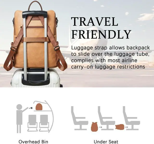Alt view image 5 of 5 - Shrrie Vegan Leather Laptop Backpack for Women 15.6 inch Work Backpack Fashion Travel Backpack Purse for Business College