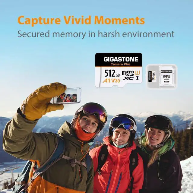 Alt view image 5 of 5 - GIGASTONE 512GB Micro SD Card, Camera Plus, GoPro, Action Camera, A1 Run App for Smartphone, 100MB/s, 4K Video Recording, Micro SDXC UHS-I A1 U3 Class 10