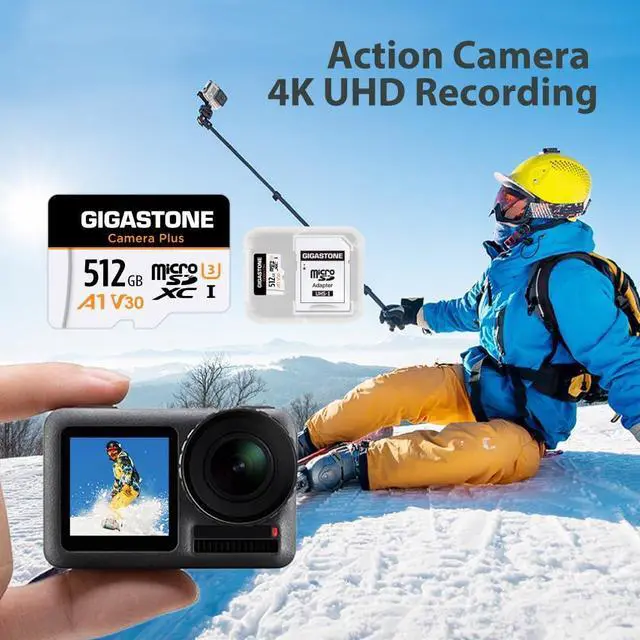Alt view image 4 of 5 - GIGASTONE 512GB Micro SD Card, Camera Plus, GoPro, Action Camera, A1 Run App for Smartphone, 100MB/s, 4K Video Recording, Micro SDXC UHS-I A1 U3 Class 10