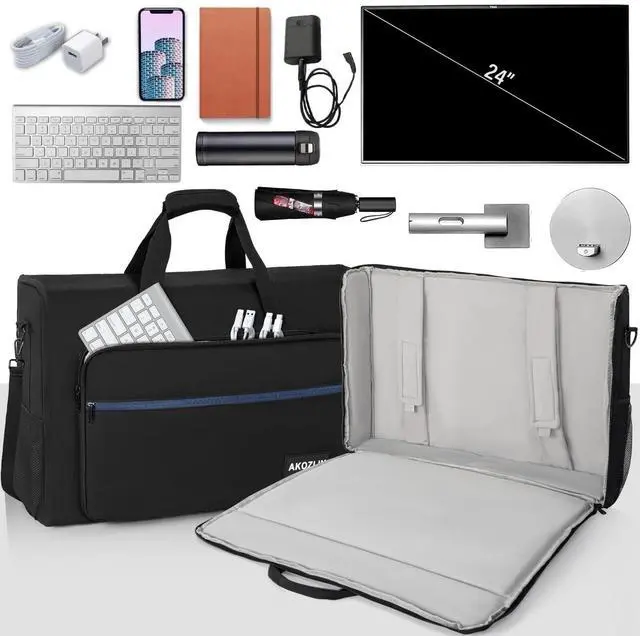 Alt view image 2 of 5 - AKOZLIN LCD Screens/TVs Transport Tote Bag for 24" Displays Padded Monitor Carrying Case (NOT FOR IMAC) Travel Bag With Shoulder Strap Accessories Pocket
