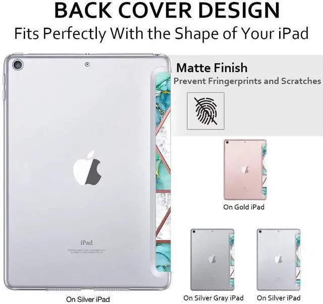 Alt view image 5 of 5 - DuraSafe Cases for iPad Mini 4th Gen 2015 7.9 Inch [ Mini 4 ] A1538 A1550 MK8A2LL/A MK8C2LL/A MK892LL/A MK872LL/A Printed Lightweight PC Dual Angle Stand Clear Flip Back Cover - Marble Green