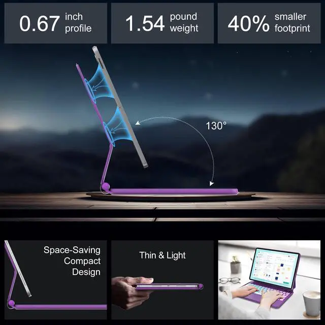 Alt view image 3 of 5 - Magic Keyboard Case for iPad Air 11-inch M2 2024, iPad Pro 11 4th/3rd/2nd/1st Gen, Magnetic Keyboard case with Multi-Touch Trackpad, Floating Stand, Rainbow Backlit Keyboard for iPad Air 5th/4th Gen
