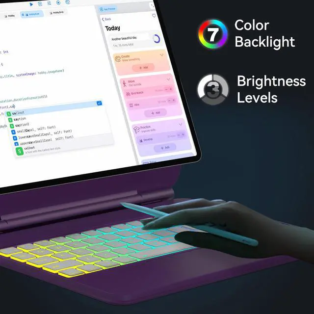 Alt view image 5 of 5 - Magic Keyboard Case for iPad Air 11-inch M2 2024, iPad Pro 11 4th/3rd/2nd/1st Gen, Magnetic Keyboard case with Multi-Touch Trackpad, Floating Stand, Rainbow Backlit Keyboard for iPad Air 5th/4th Gen
