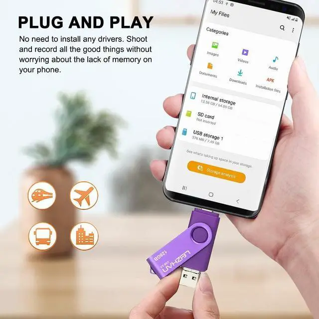 Alt view image 5 of 5 - Leizhan 128GB Flash Drive 3 in 1 Type-C/Micro/USB 3.0 OTG Flash Drive High Speed Memory Stick Thumb Drive Compatible with Samsung Galaxy,Hua Wei,LG,Google Pixel, More Android Smartphone, Tablet, PC