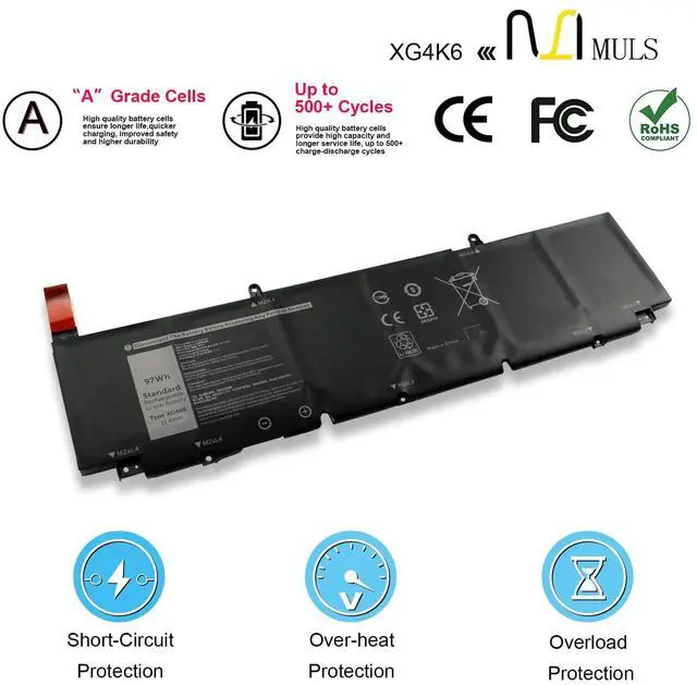 Alt view image 4 of 5 - 97Wh XG4K6 Laptop Battery Replacement for Dell XPS 17 9700 9710 9720 9730, 17-9700-D1741S 17-9700-D1761TS, Precision 5750 5760 5770 Series 01RR3 0F8CPG F8CPG OF8CPG 5XJ6R KVPMY KRDHV 8071mAh 6-Cell