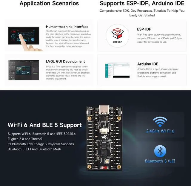 Alt view image 5 of 5 - Waveshare ESP32-C6 1.9inch Display Development Board, 170×320 Pixels, 262K Colors, 160MHz RISC-V Single-core Processor, WiFi 6 & Bluetooth, 90° Rotation Support, with Touch Function