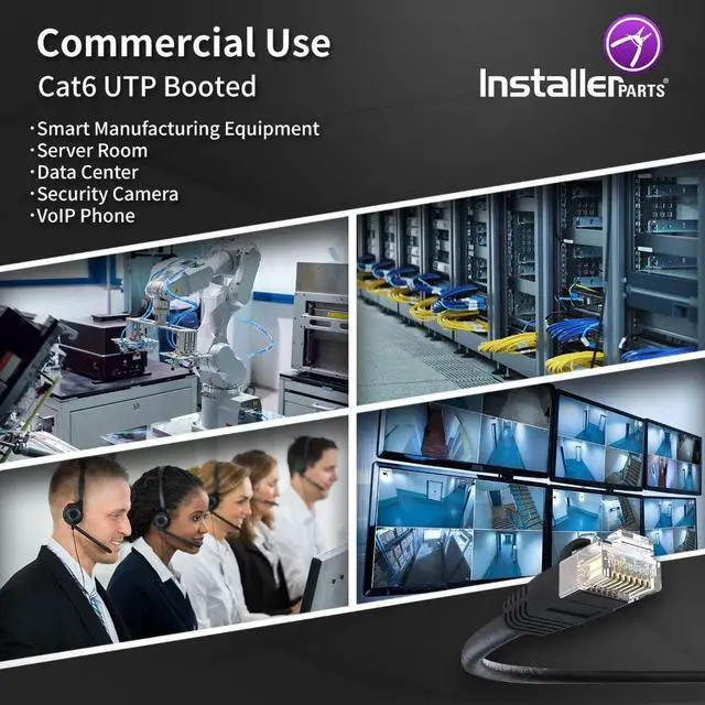 Alt view image 4 of 5 - InstallerParts CAT6 UTP Booted Cable - Black, 10 FT, 10 Pack, 10Gbps, Professional Series
