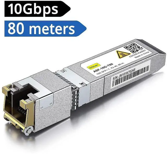 Alt view image 2 of 5 - 10Gtek 80 Meters, 10GBase-T SFP+ to RJ-45 Transceiver, 10Gbe SFP+ to Copper Ethernet Module for Cisco SFP-10G-T-80, Ubiquiti UF-RJ45-10G-80, TP-Link TL-SM5310-T, Netgear AXM766 and More, up to 80m