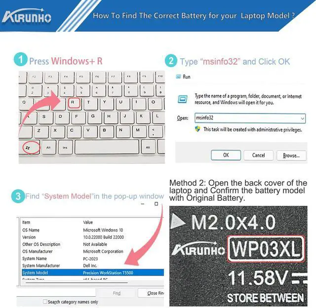 Alt view image 4 of 5 - AURUNHO 51.3Wh WP03XL M73466-005 Laptop Battery Replacement for HP EliteBook 830 835 840 845 860 865 G9 G10 X360 1040 G9 G10 ZBook Firefly 14 G9 G10 Series HSTNN-OB2J M64304-AC1 11.58V