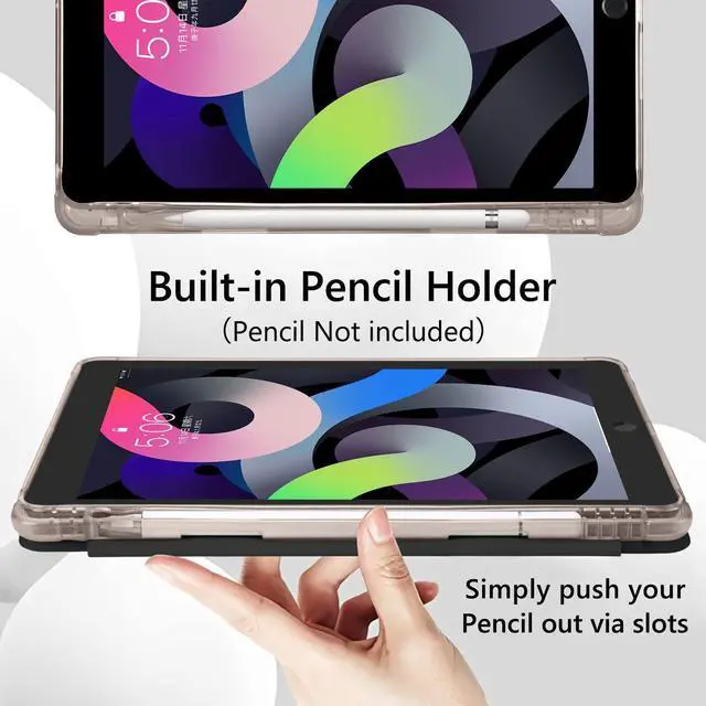 Alt view image 5 of 5 - Cute Cherry Printed Case for iPad (A16) 11th Gen 2025 11-inch/10th Gen 2022 10.9 inch,Girly Protective Case,Pencil Holder & Clear Transparent Soft TPU Back & Trifold Smart Pad Black Cover