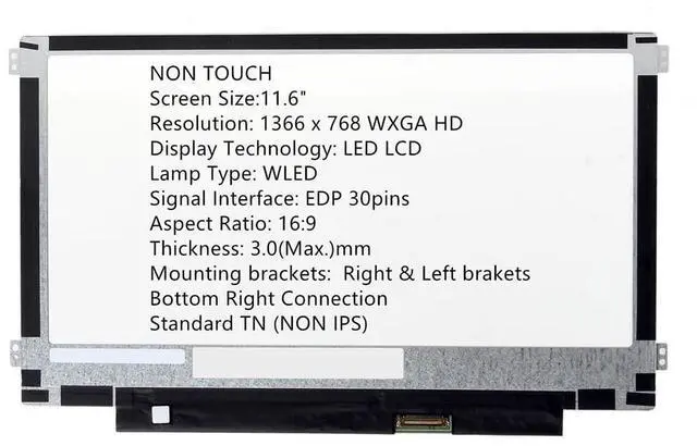 Alt view image 5 of 5 - FIRSTLCD LCD Screen Replacement for Dell Inspiron 11 3180 I3180 3162 3164 3168 3169 3179 LED Display Assembly 11.6" 1366x768(Non Touch,Right & Left Mounting brakets)