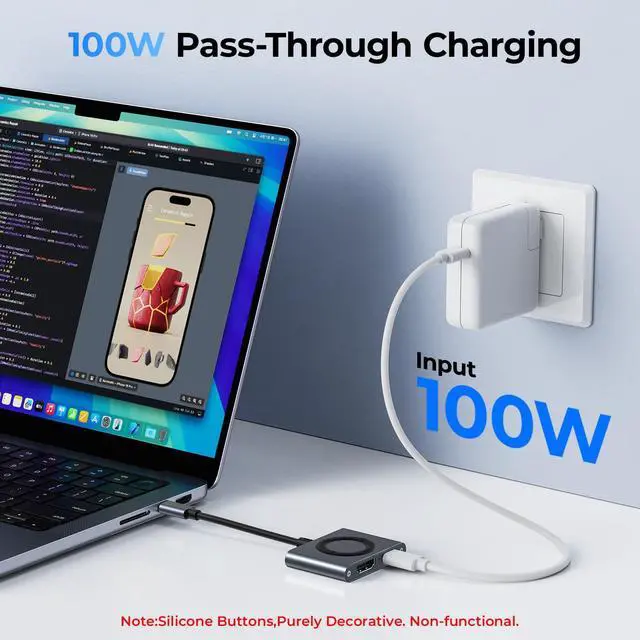 Alt view image 4 of 5 - GIISSMO USB-C to HDMI Adapter 4K@60Hz for iPhone 15 16 MacBook Pro Air iPad Pro, USB 3.1 Type C Digital AV HDMI 2.0 Cord Compatible with Samsung Galaxy S25/S24/S23/S22, Pixelbook, XPS and More, Grey