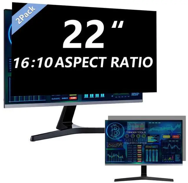 Main image of Halloive 2 Pack Computer Privacy Screen 22 Inch for 16:10 Widescreen Monitor, Removable Eye Protection Anti Glare Blue Light Computer Screen Privacy Shield, Anti Spy Screen Protector Film Screen